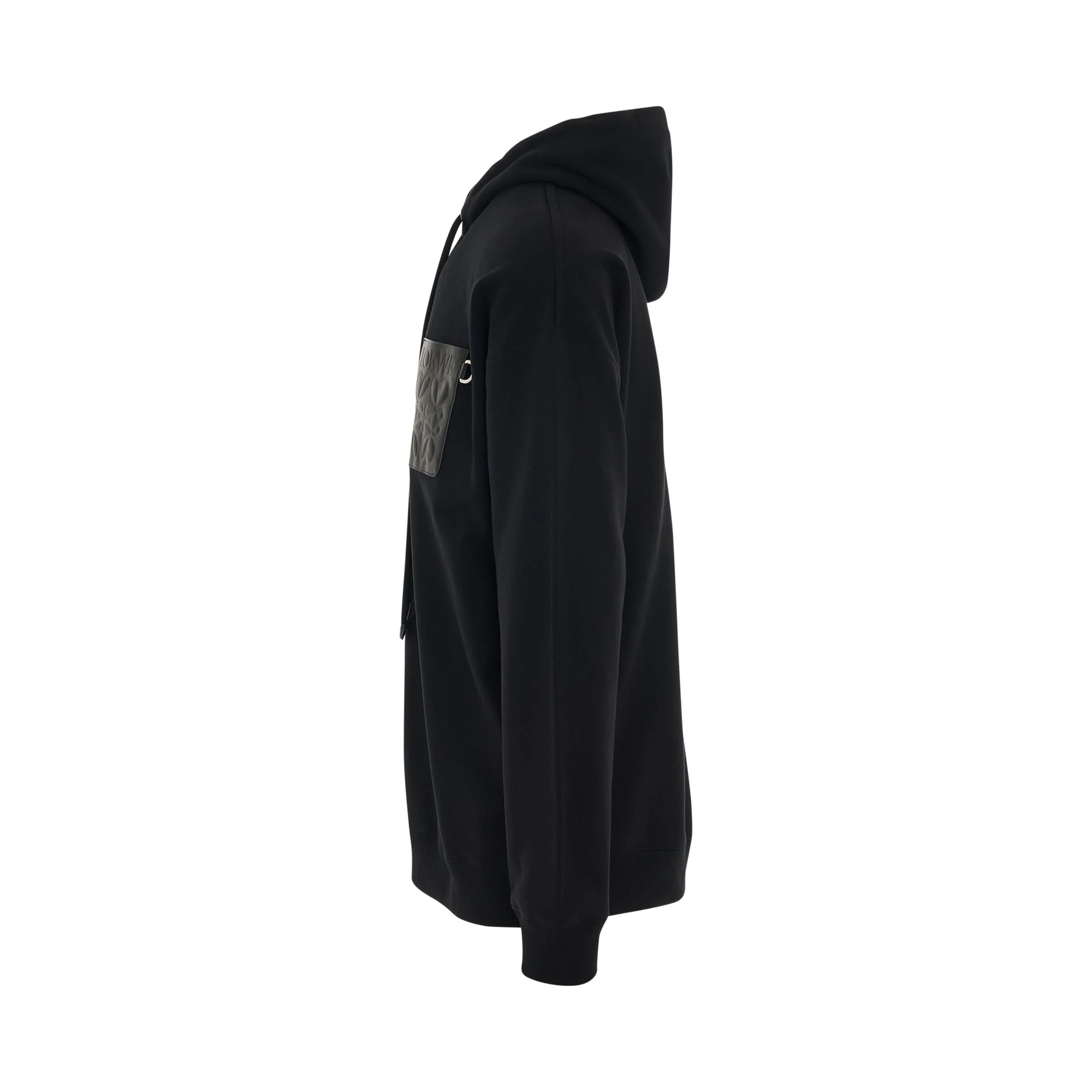 Anagram Leather Patch Cotton Hoodie in Black - Image 3