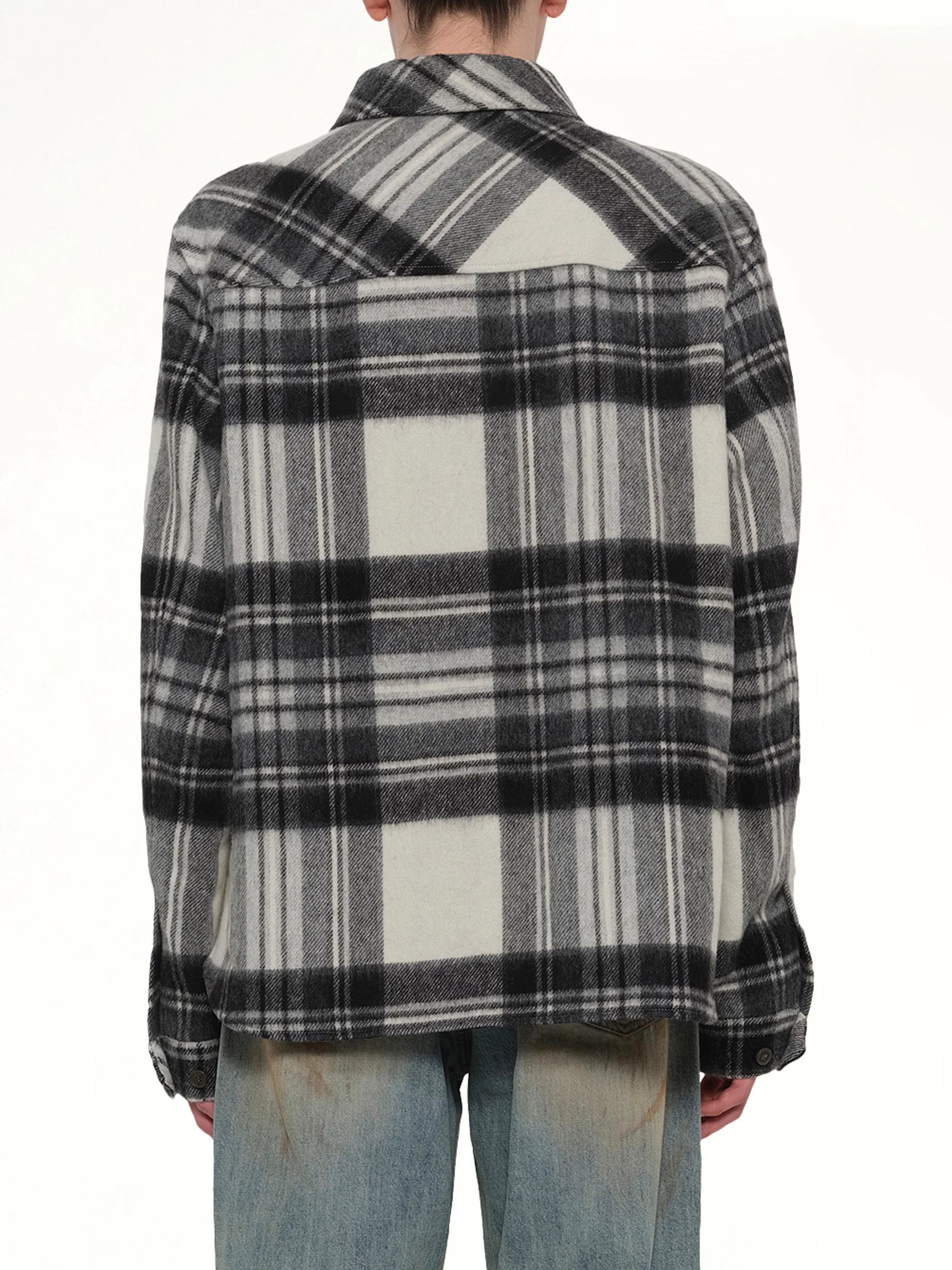 Check Anorak Wool Shirt in Grey - Image 5