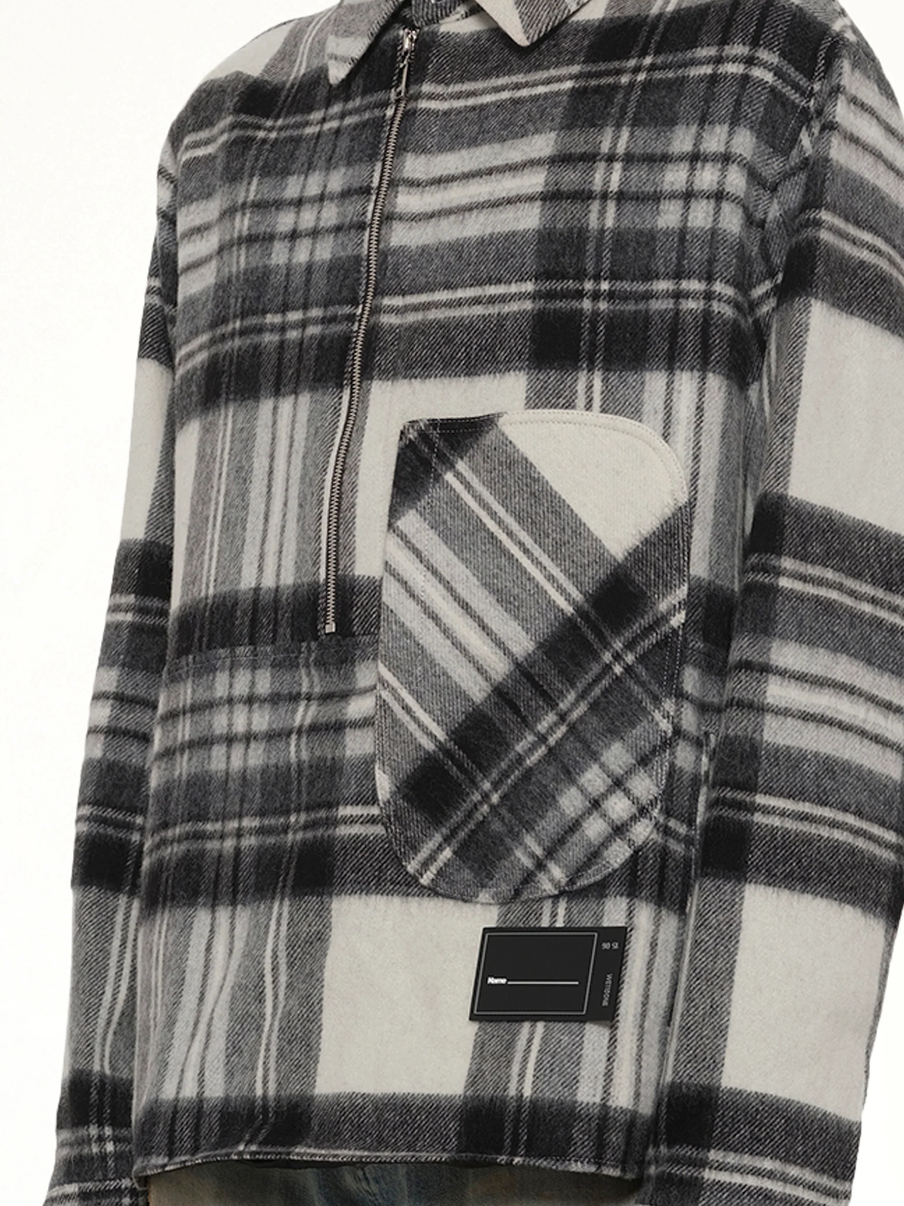 Check Anorak Wool Shirt in Grey - Image 6