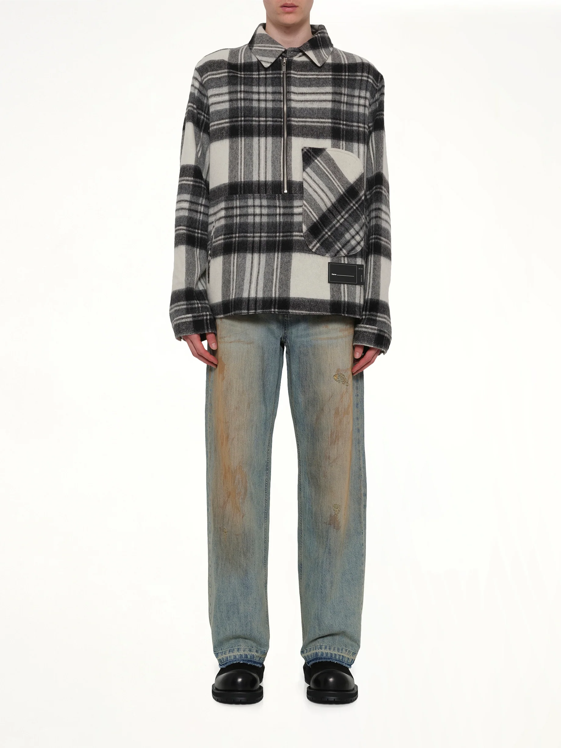 Check Anorak Wool Shirt in Grey - Image 7