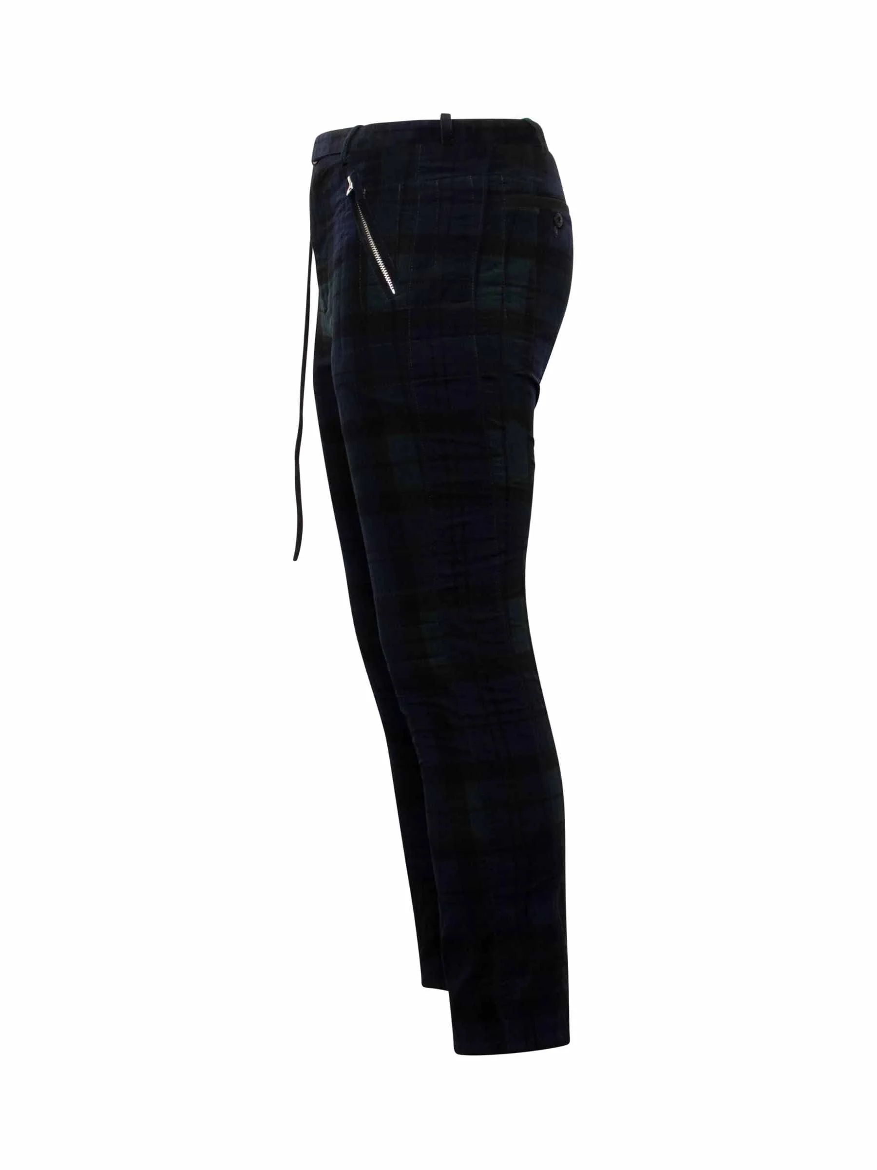 Check Corduroy Pants in Black - Image 3