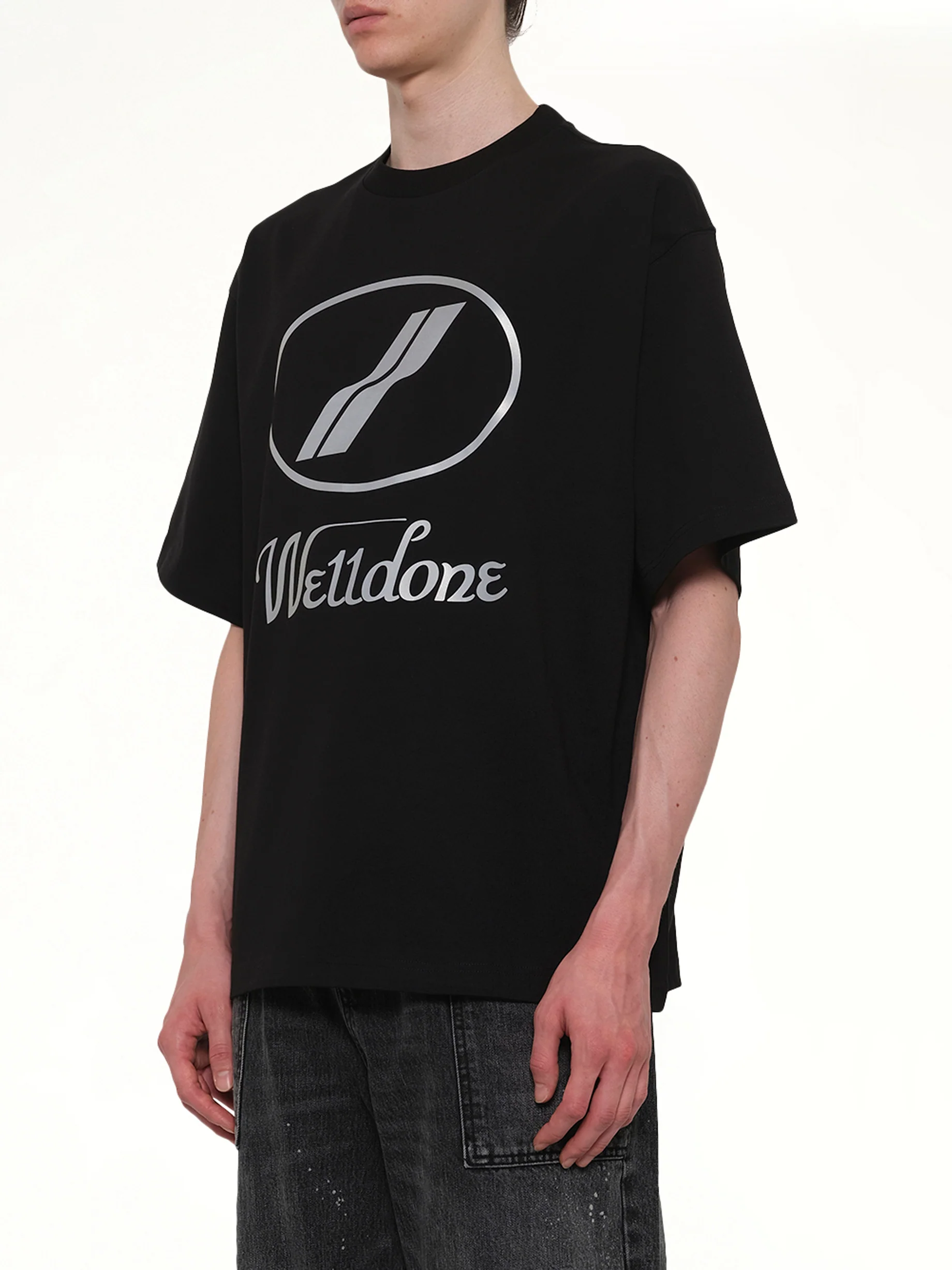 We11done Classic Logo T-Shirt in Black - Image 3