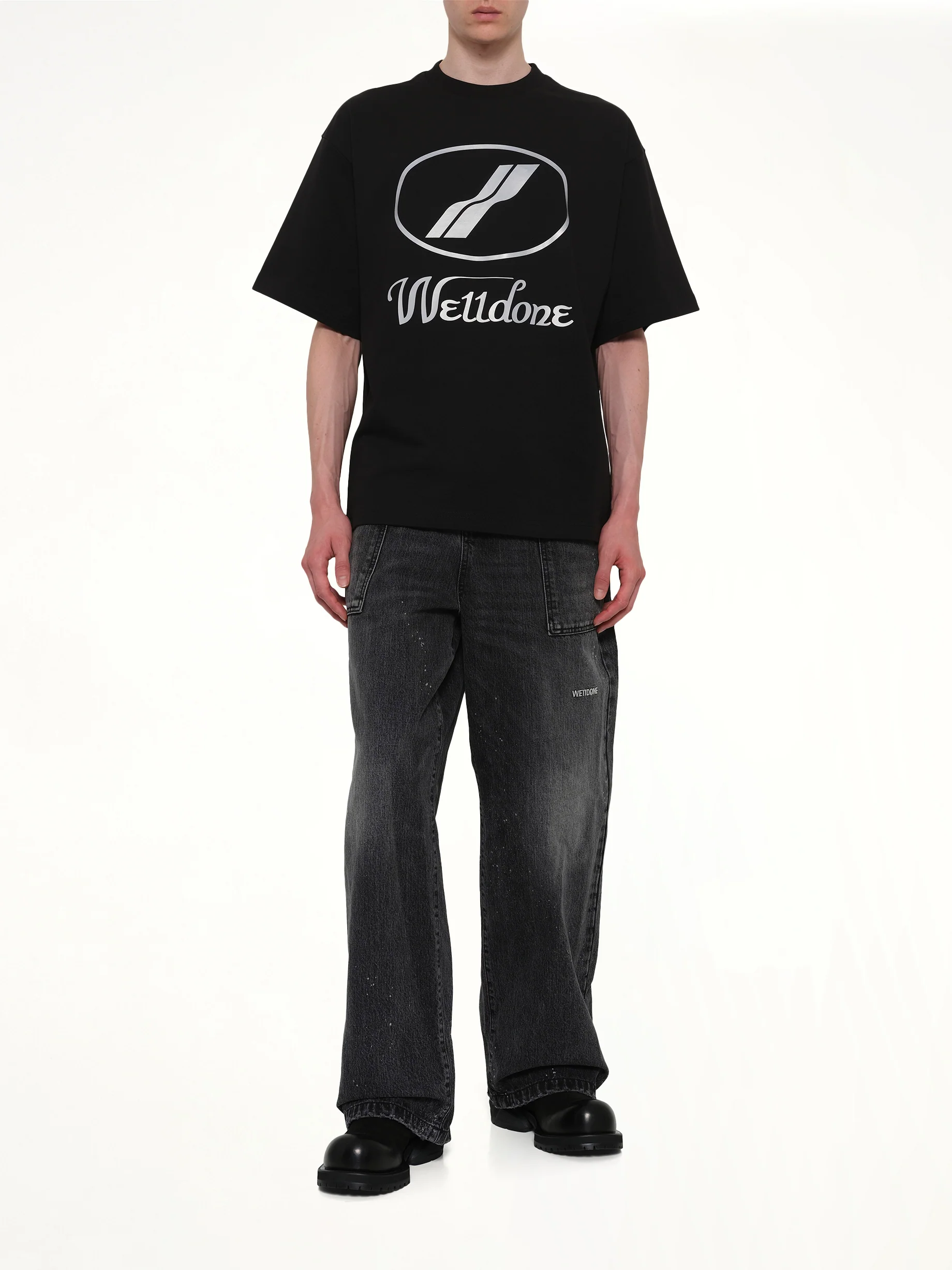 We11done Classic Logo T-Shirt in Black - Image 4
