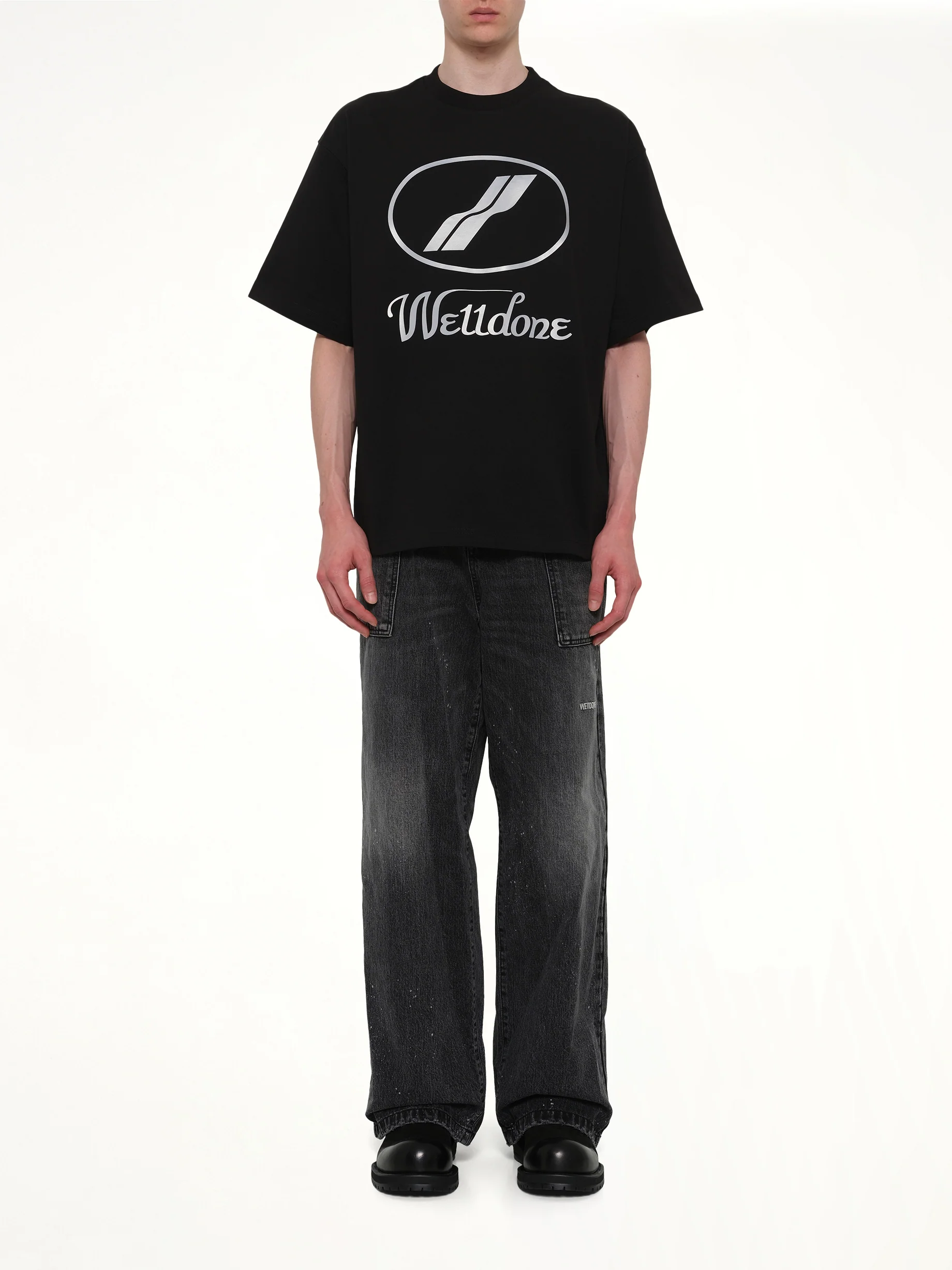 We11done Classic Logo T-Shirt in Black - Image 7