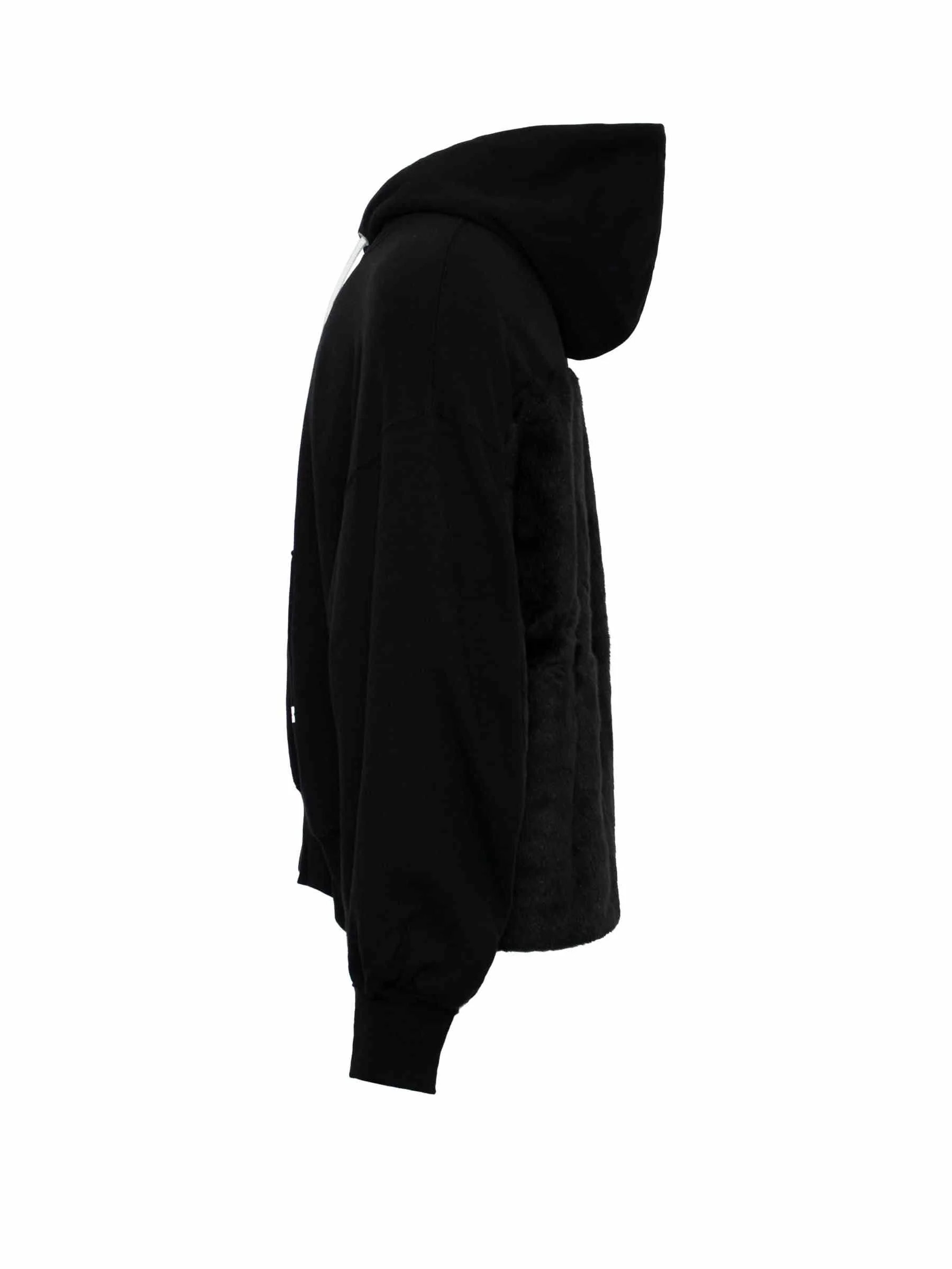 Faux Fur Hoodie in Black - Image 3