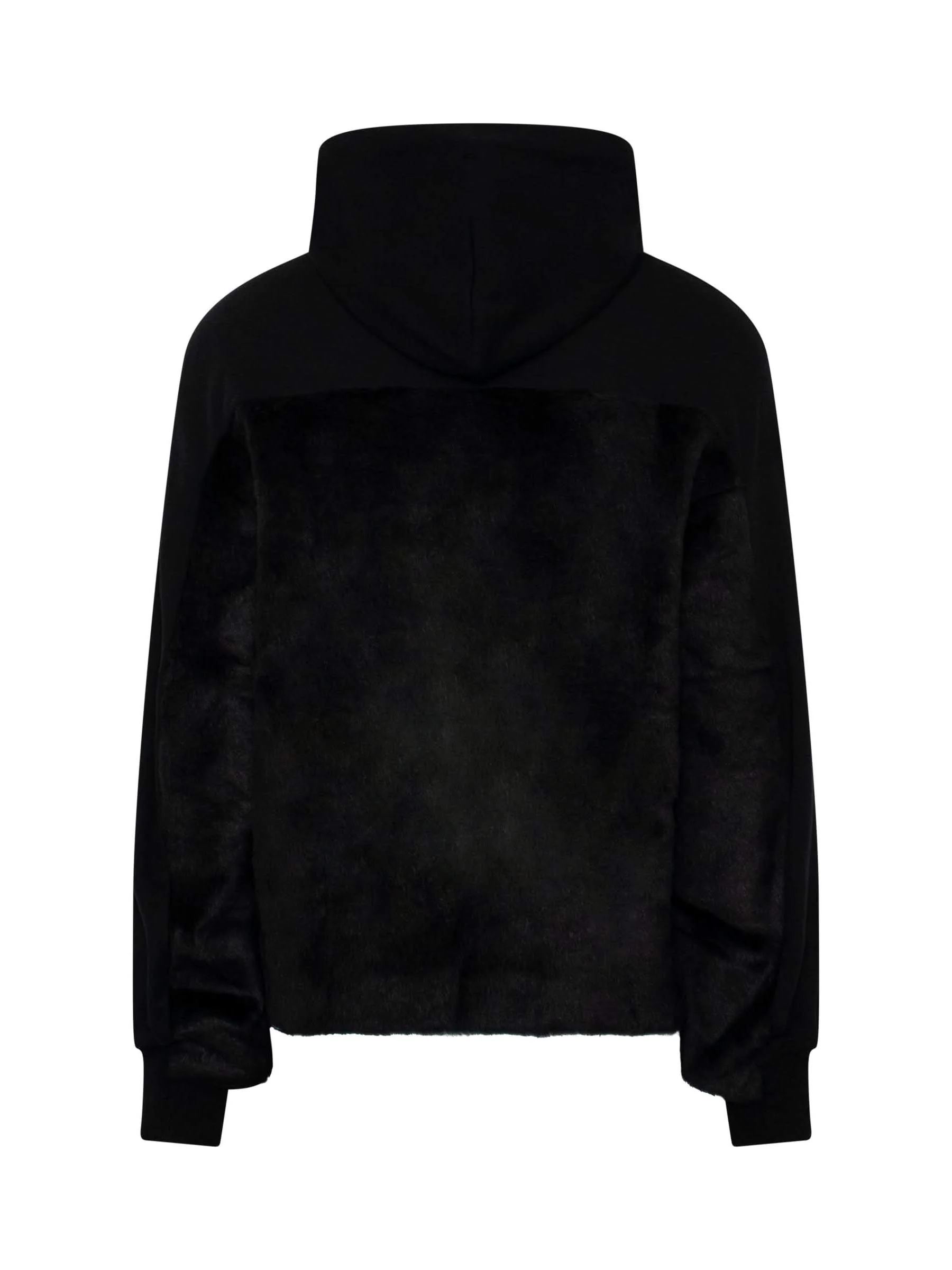 Faux Fur Hoodie in Black - Image 4