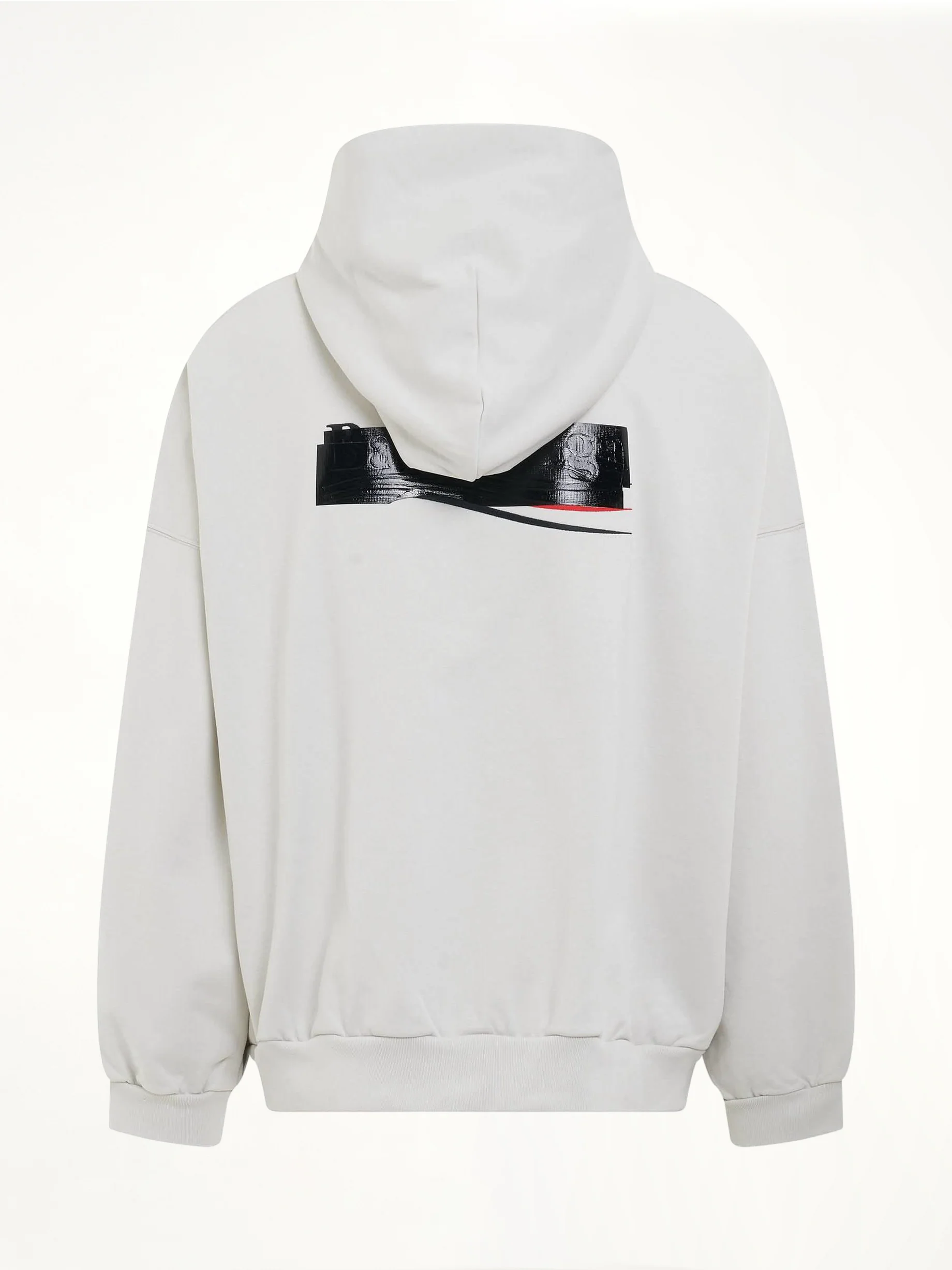 Gaffer Oversized Hoodie in Ecru/Black/Red - Image 4