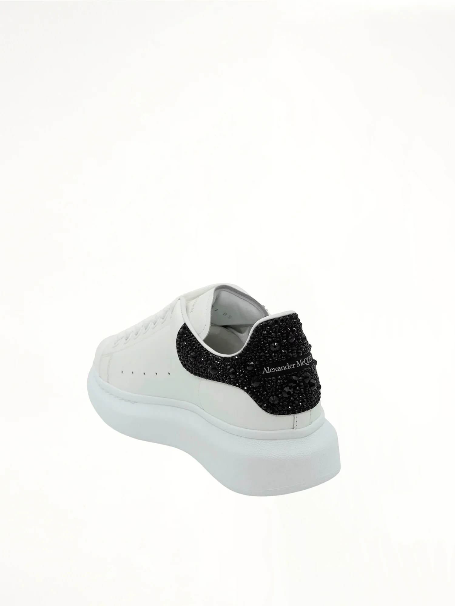 Larry Oversized Heel Sneaker in White/Black Crystal - Image 3