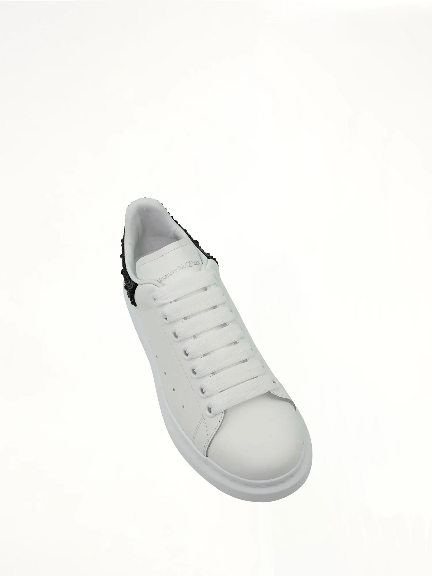 Larry Oversized Heel Sneaker in White/Black Crystal - Image 4