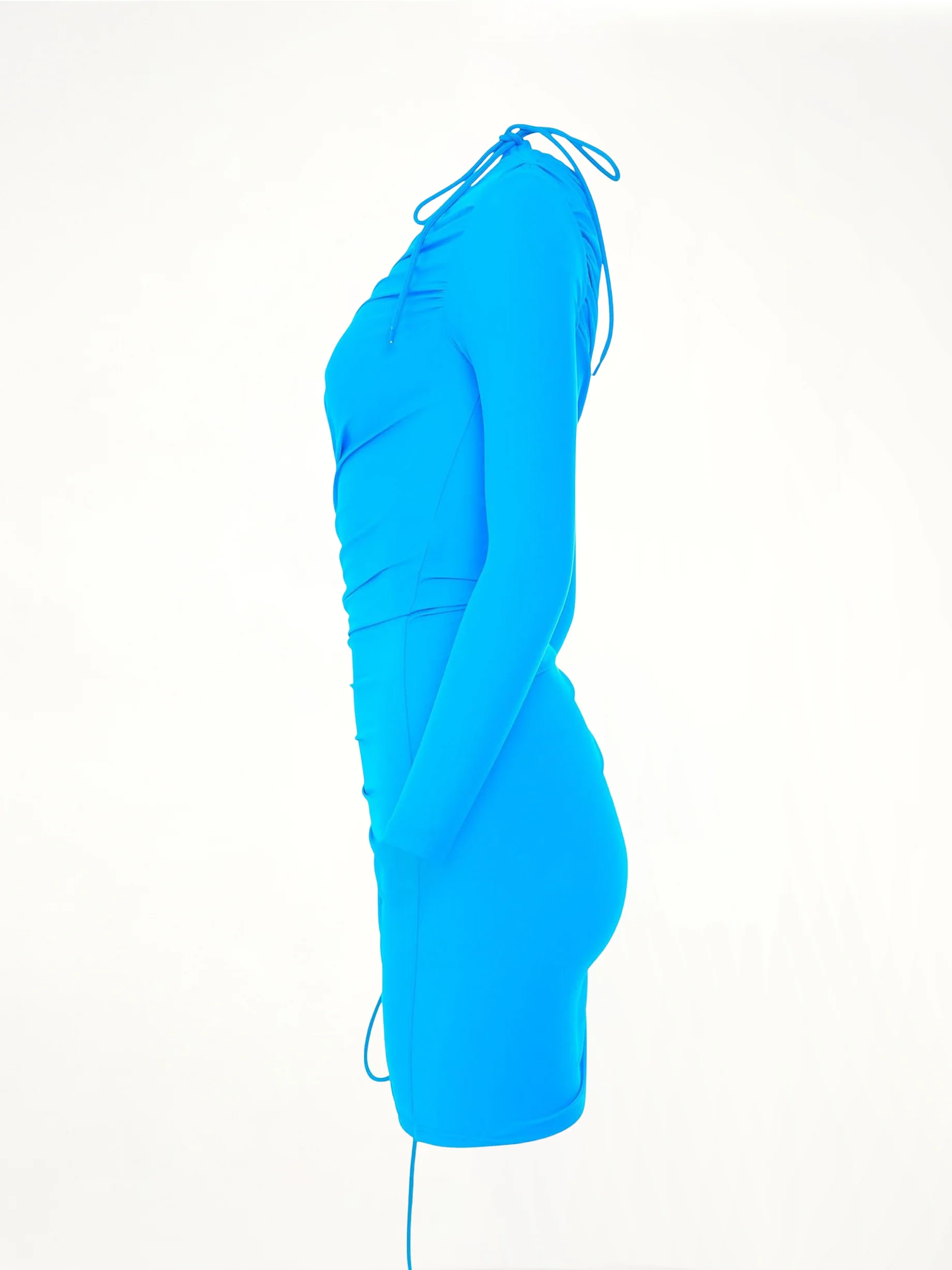 Mini Matte Spandex Dress in Cyan - Image 3