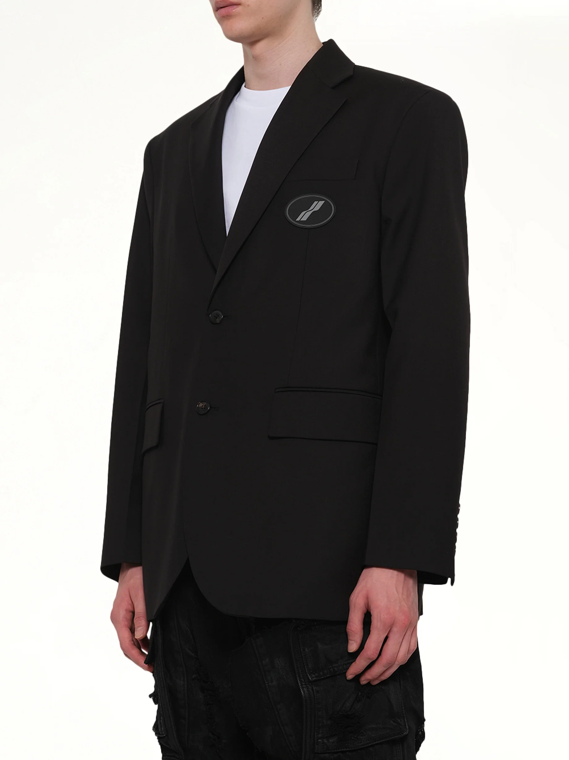 Oversized Suit Logo Blazer in Black - Image 3