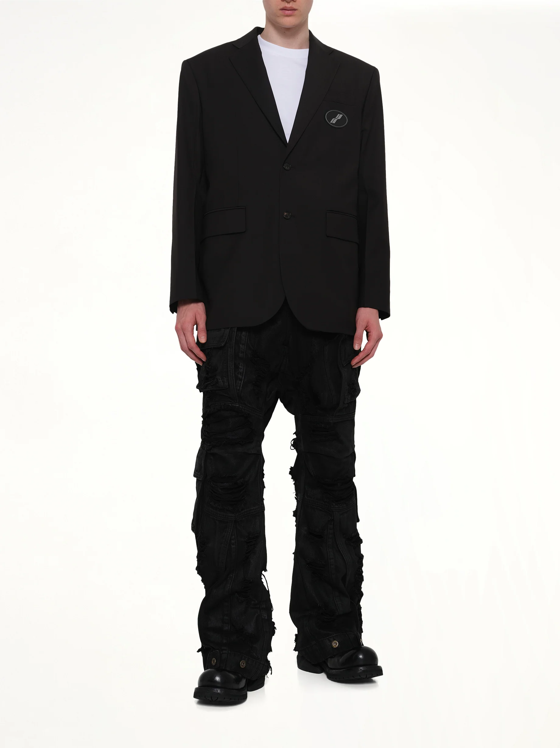 Oversized Suit Logo Blazer in Black - Image 4
