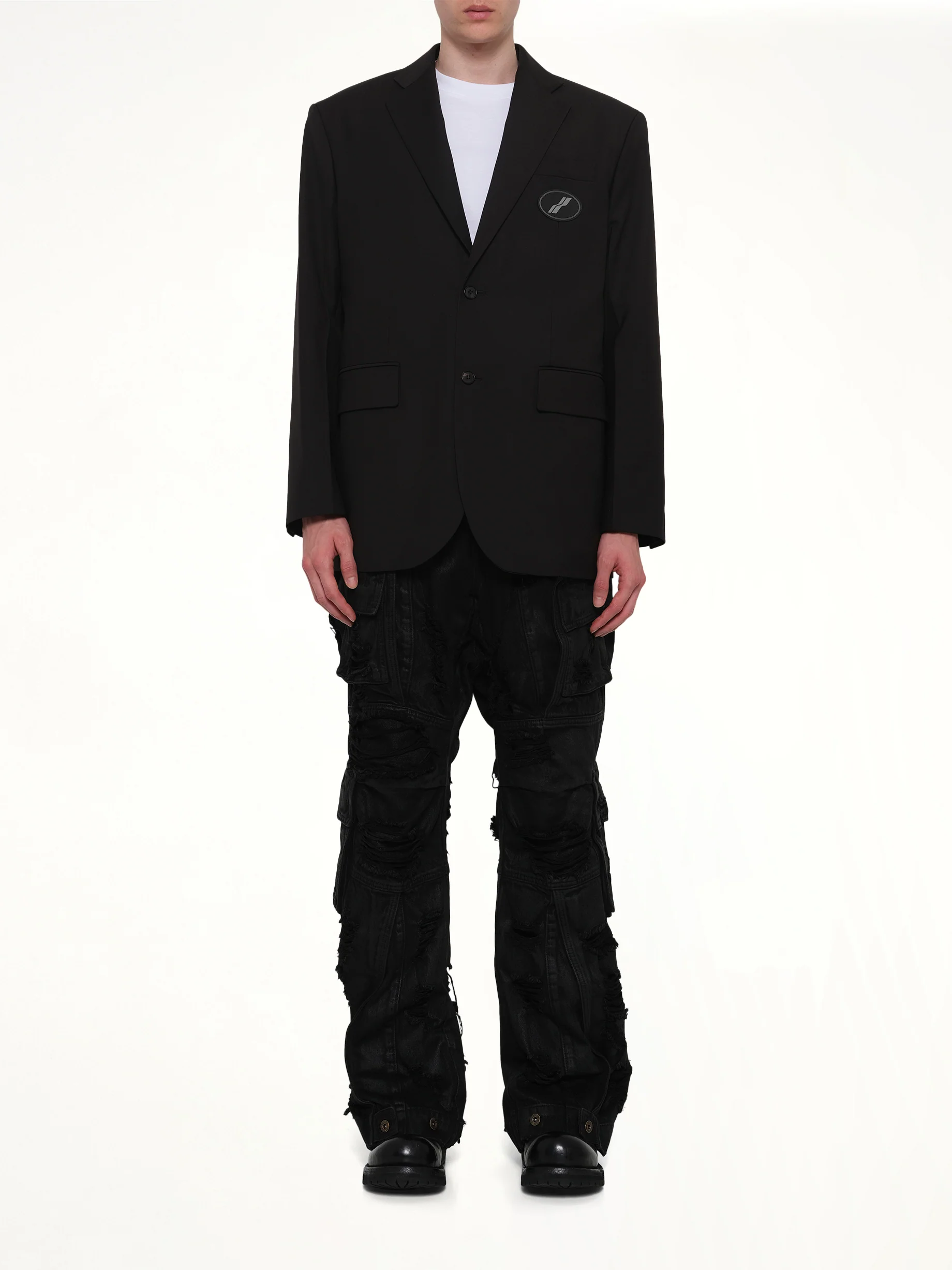 Oversized Suit Logo Blazer in Black - Image 7