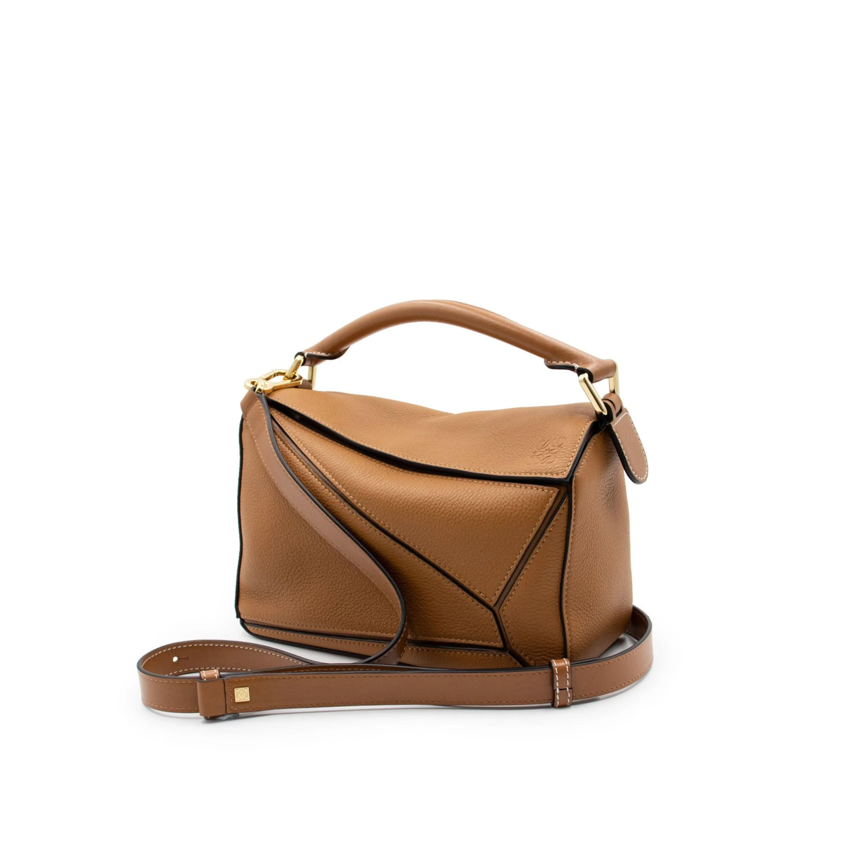 Small Puzzle Bag in Soft Grained Calfskin in Light Caramel - Image 4