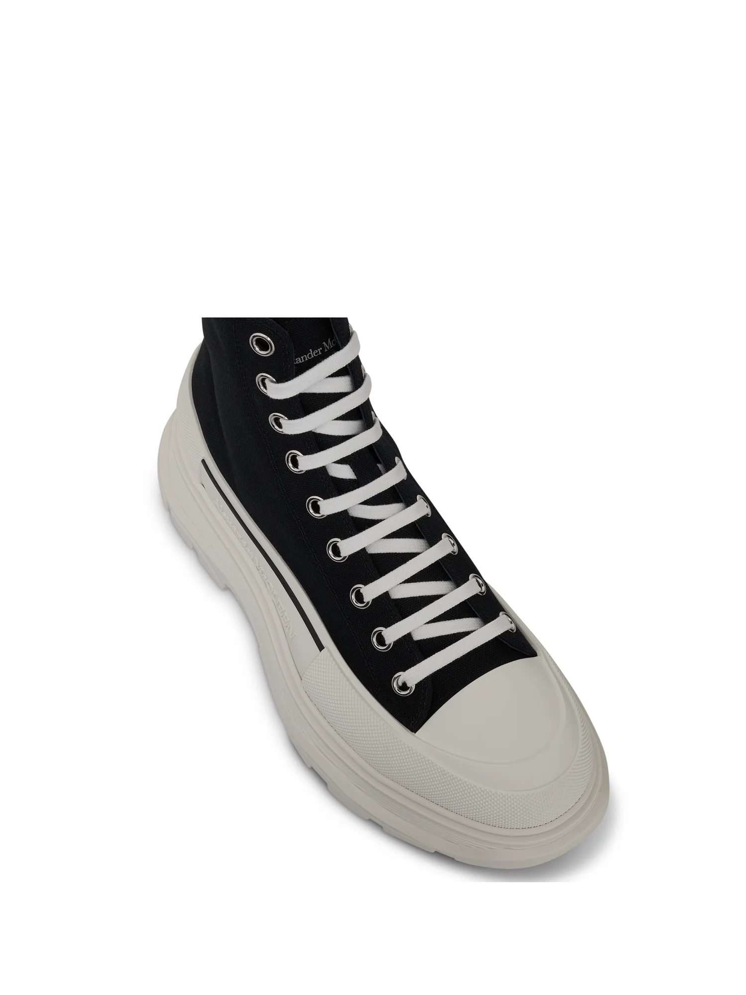 Tread Slick Canvas Lace-Up Boots in Black/White - Image 4